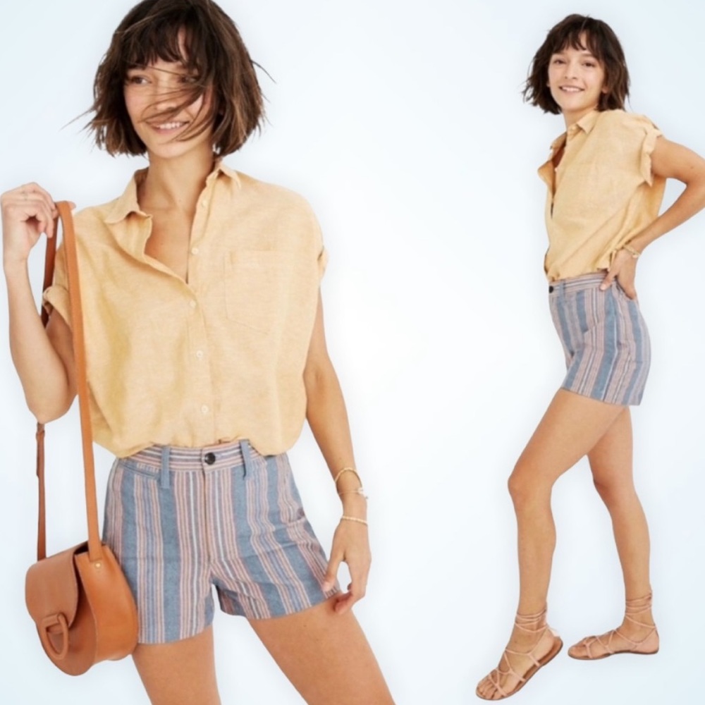 Madewell Emmett High Waist Shorts Rainbow Stripe